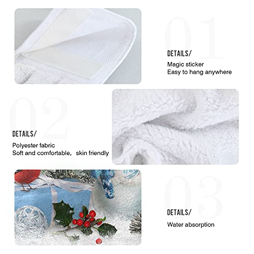 Slhkpns Christmas Snowman Cardinal Birds Kitchen Hanging Hand Towels,Winter Snowflakes Pine Branches Absorbent Tie Towel With Loop 2 Pcs Kitchen Linen Sets For Bathroom Restroom Home Decor, 14X18In #TOP4