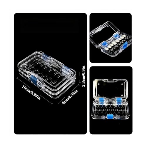 Caja de almacenamiento dental de 16 compartimentos transparente y antipolvo para prótesis 6