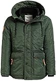 warme Winterjacke Nylon Parka khujo Herren Winterjacke CHESTFIELD Warmer Winterparka mit innenliegendem Strickkragen, L, Grün
