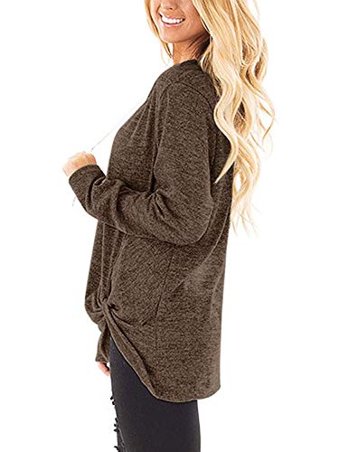 Sampeel Womens Girls Solid Women Basic T Shirts Long Sleeve Tunic Tops Sweatshirt Coffee M #TOP1