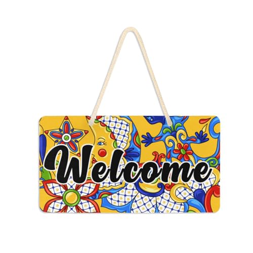 Kigai Welcome Sign Mexican Talavera Front Door Sign, Waterproof Wall...