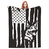 Usa Flag Themed German Shepherd Dog Throw Blanket Soft Cozy Warm Fuzzy Plush Fleece Blankets For Home Decor Couch Sofa Bed,German Shepherd Lovers Flannel Blanket Gifts For Men Women Kids Girls 60"X50"