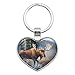 Moose in the River Forest Woods Wilderness Keychain Heart Love Metal Key Chain Ring