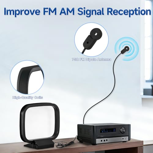 SZSAUTO 75 Ohm FM Antenna AM Loop Antenna for Pioneer Yamaha Marantz Onkyo Indoor HD Radio FM Radio Bluetooth Home Stereo Receiver AV Audio Video Home Theater Receiver Power