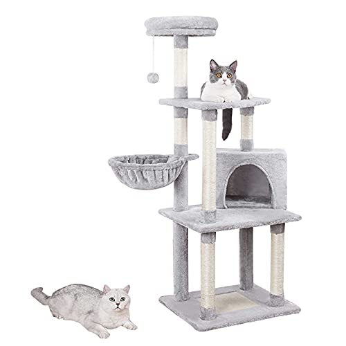 50.7インチ 特大 キャットツリー 多層キャットタワー 猫 コンドミニアムサイザル麻 ぬいぐるみ 猫 クライム バスケット付き 子猫やペットに最適