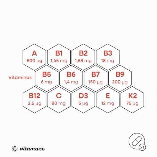 Multivitaminas Completo en Dosis Altas, 13 Vitaminas A, B, C, D, E, K, sin Yodo, 120 Cápsulas Vegetales para 4 Meses, Suplemento sin Aditivos Innecesarios, Calidad Alemana - imagen 3