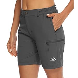 YSENTO Womens Walking Hiking Quick Dry Lightweight Stretch Golf Cargo Shorts Outdoor Shorts with Multi Zip Pockets