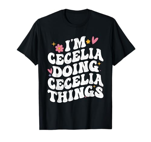 I'm Cecelia Doing Cecelia Things Retro Groovy Personalized T-Shirt