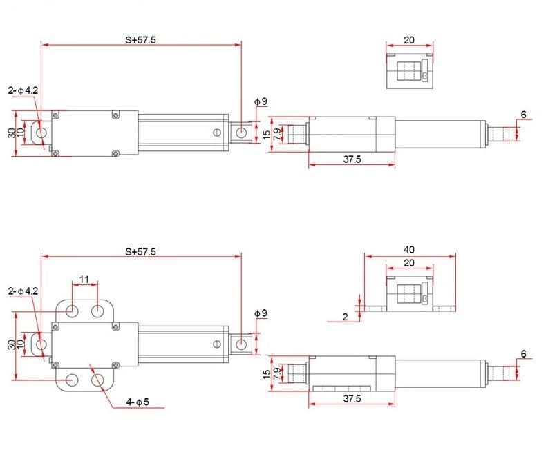 Mini actionneur linéaire électrique-tige de poussée 30mm DC 12V avec outils Force 30N, 60N, 100N, 120N, 150N(30N 30mm/s)
