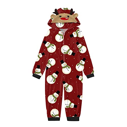 MRULIC Damen Pyjama Lang Baumwolle Weihnachten Weihnachts-Eltern-Kind-Abnutzungs-Overall Homewear Childrens Festliche Kleidung Jungen 134 (Red-4, 12T) Cover
