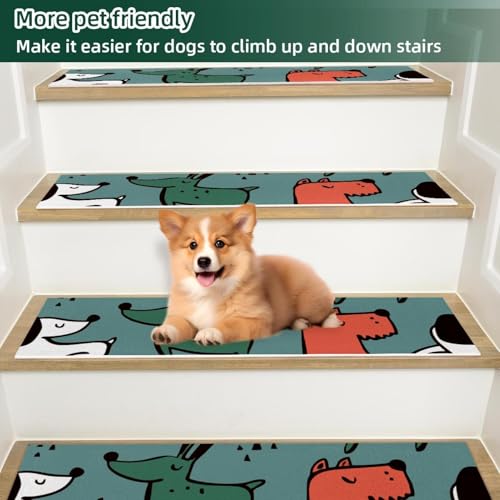 Alfombrillas de escalera antideslizantes para ancianos y perros madera 8x30 15 piezas 6