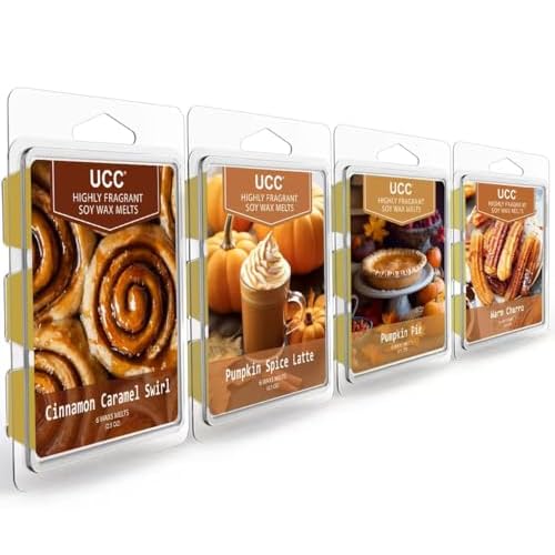 UCC Plant Based Natural Wax Melts, Highly Scented Long Lasting Premium Soy Scented Melts Cubes, Wax Melts Tarts, Colored Wax Melt – 4 Pack