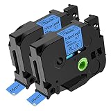 NineLeaf 2PK Black on Blue Laminated Label Tape Compatible for Brother P-Touch 18mm 3/4'' TZe541 TZe