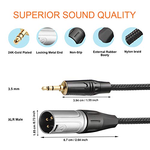 Tisino 3.5Mm To Xlr Balanced Cable Adapter, Gold-Plated 1/8 Inch Mini Jack Aux To Xlr Male Mono Audio Cord For Cell Phone, Laptop, Speaker, Mixer - 1Ft #TOP3