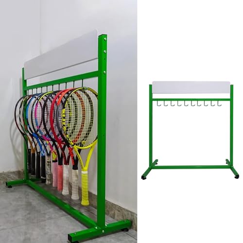 Soporte para raquetas con gancho para colgar, estante de almacenamiento que ahorra espacio para equipos de tenis y deportes, ideal para tiendas minoristas y áreas de entrenamiento