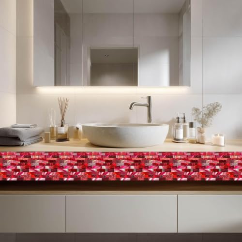 Image of Moroccan Tile Stickers | Waterproof Self Adhesive Peel & Stick Tile Decals for Kitchen Backsplash, Bathroom Wall, Floor, Furniture & Glass (4x4 Inch, Design 49)