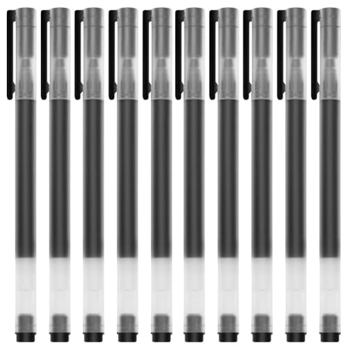 10 bolígrafos gel roller negro tinta líquida 0.5mm