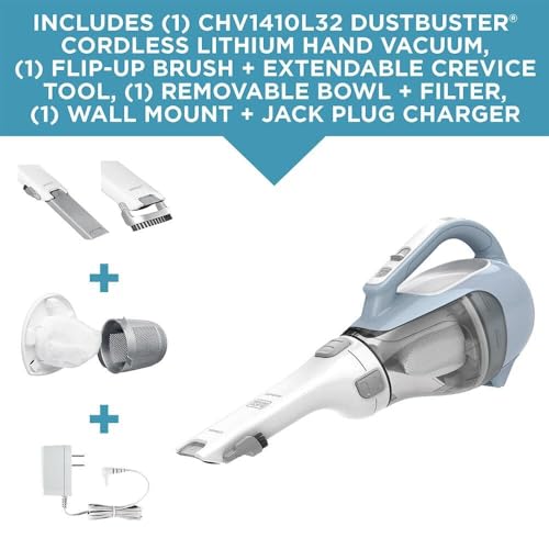 Image of BLACK+DECKER 16V MAX dustbuster Cordless Hand Vacuum with Charger, Wall Mount and Brush Crevice Tool (CHV1410L32)