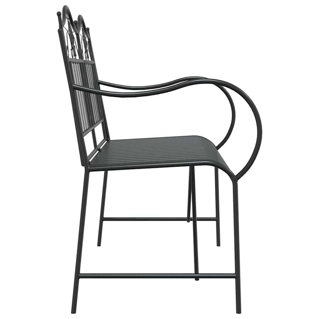 Panchina da Giardino in Acciaio Nero, Seduta Esterno 103cm | Elegante seduta a due posti ideale per arredare balcone, terrazzo o portico con una struttura in metallo robusto.