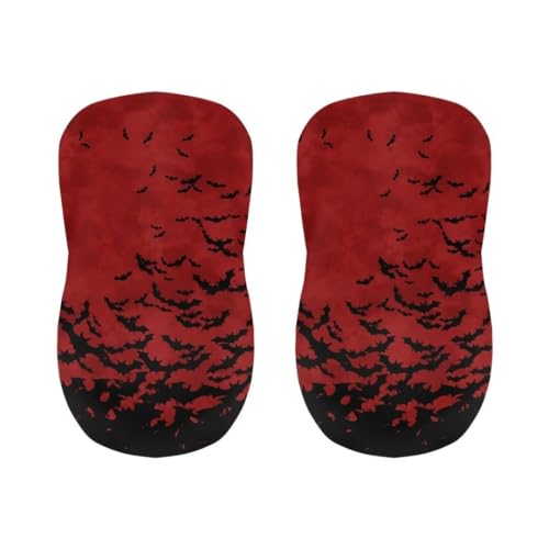 Image of Black Bat Bar Stool Covers with Backs Seat Covers for Dinning Room Chairs Set of 4 Bar Stool Covers Waterproof Slip Resistant Dining Room Seat Covers Universal Size Red