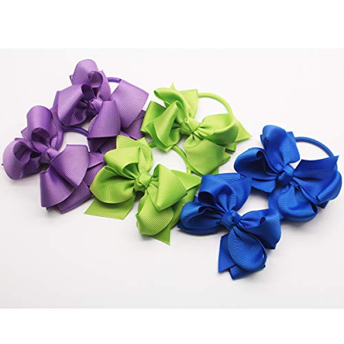40Pcs Baby Girls Hair Bows Ties 3Inch Grosgrain Ribbon Bows Elastic Hair Ties Ponytail Holders For Toddlers Kids Children Teens Multicoloured #TOP5