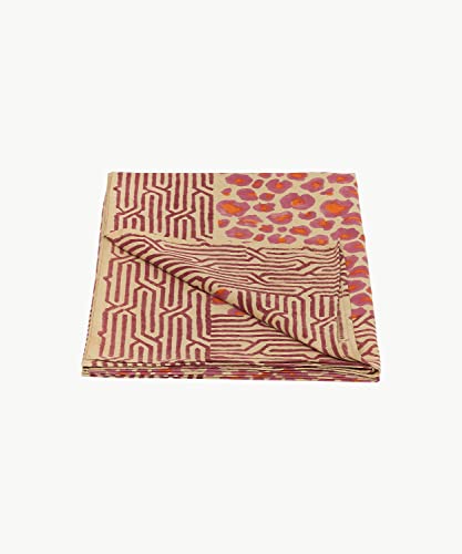 Nappe rectangulaire Léopard rose coton imprimé 220x140 cm linge table fait main - 5