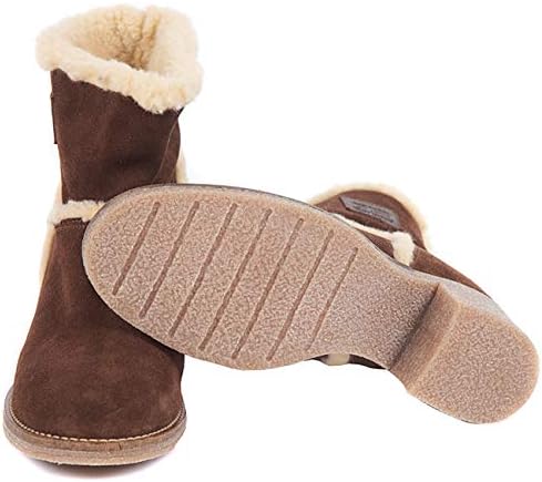 Barbour Womens Frankie Fashion Faux Fur Trim Heeled Warm Winter Boots - Dk Brown - 7.5 | Image 4