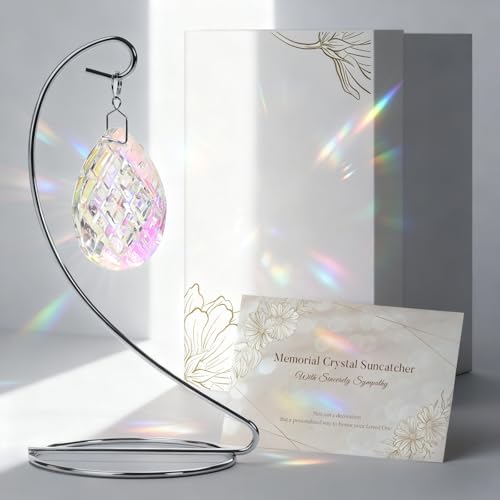Memorial Crystal Suncatcher for Mother's Day, IDEA SHOW Tabletop Suncatcher Bereavement Gift, Sympathy Gifts for Loss of Loved One, Crystal Rainbow Prisms Maker Remembrance Ornament for Home Decor