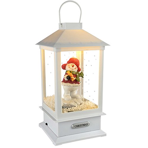 WeRChristmas Pre-Lit LED decoración de Navidad Musical diseño de muñeco de Nieve, Color Blanco, 32 cm