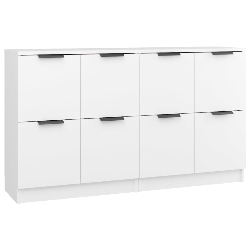 Vidaxl 2X Sideboards White Engineered Wood Storage Cabinet Home Organiser