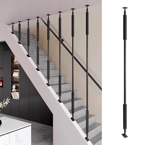 Barreaux métalliques d'escalier inclinés à angle réglable noirs 35cm