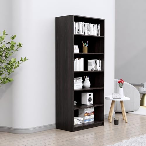 Image of Bniture 6 Tier Engineered Wood Open Book Shelf Wooden Bookshelf for Home, Kids Room & Study Room | Multipurpose Free Stand Corner Book Organizer for Library Room, Office | Flower Wenge