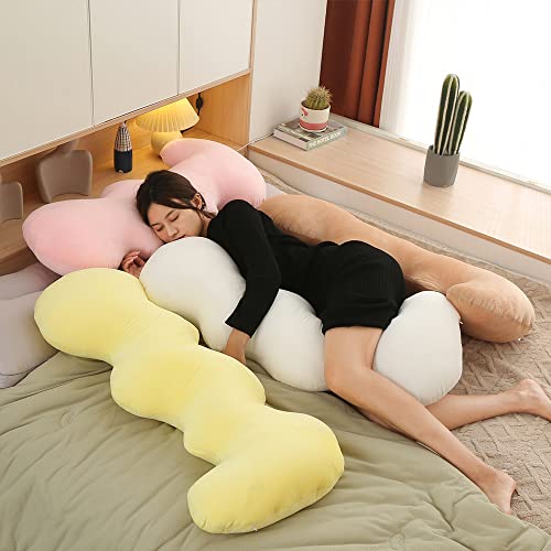 MAGIC ELEPHANT クラウド抱き枕100cm ぬいぐるみ クッション ボディーピロー ハグピロー 添い寝枕 昼寝まくら授乳クッション 足枕 ファスナー付 カバー洗える 多機能抱きマクラ プレミアム 足枕 ふわふわ柔らかい もちもち 可愛い 快適な腰枕 プレゼント(グレー） [4]