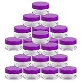 (Quantity: 20 Pieces) Beauticom 10G/10ML Round Clear Jars with Purple Lids for Small Jewelry, Holding/Mixing Paints, Art Accessories and Other Craft Supplies - BPA Free