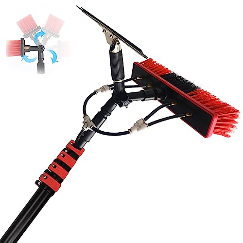 Brosse télescopique alimentée en eau de 9m avec raclette pour vitres et panneaux solaires