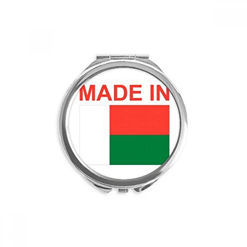 Miroir de maquillage Madagascar portable de poche rond et fait à la main multicolore