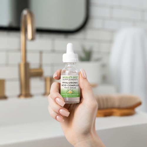 World's Best Supplements Hyaluronic Acid Complex Face Serum | 1 oz | Deep Hydrating Formula, Boost Elasticity, Reduce Wrinkles, Smooth Fine Lines, Non-Greasy | World's Best Supplements