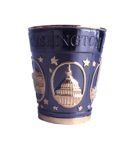 Washington D.c. Metal Souvenir Shot Glass (Black And Gold) (Type 2) #TOP2