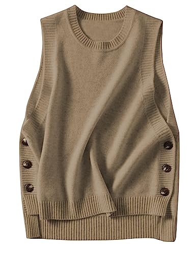 Image of Mingzhu Womens Sleeveless Round Neck Pullover Low Ribbed Knit Sweater Vest