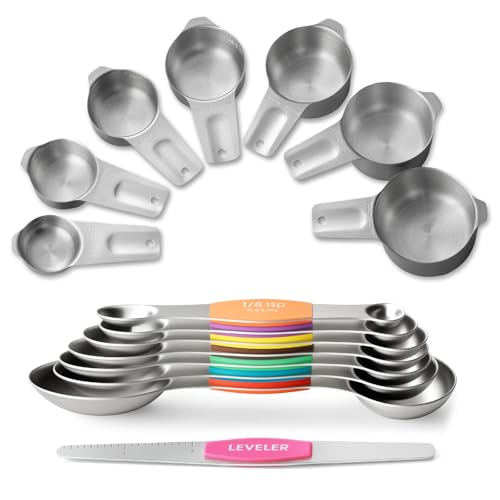 Stainless Steel Measuring Cups & Spoons Set, EWFEN Kitchen Tools