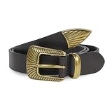 [ファインプラス] ベルト Lee リー 0120599G 25mm 112cm ウエスタン ゴールドバックル レザー