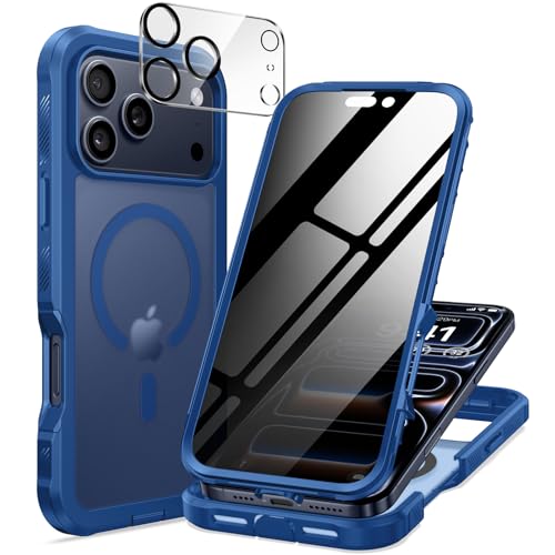 seacosmo Coque Magnétique pour iPhone 17 Pro 6,3 Pouces, Verre Trempé Anti-Espion Housse Compatible avec MagSafe, Anneau Magnétique Intégré, Privacy...