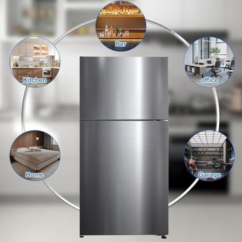 MCKEX Full Size Refrigerator, Top Freezer, Frost Free, 20.0 Cu. Ft. Stainless Steel, 30'' Freestanding Garage Fridge, 66 inch for Kitchen, Office, Home — view 2
