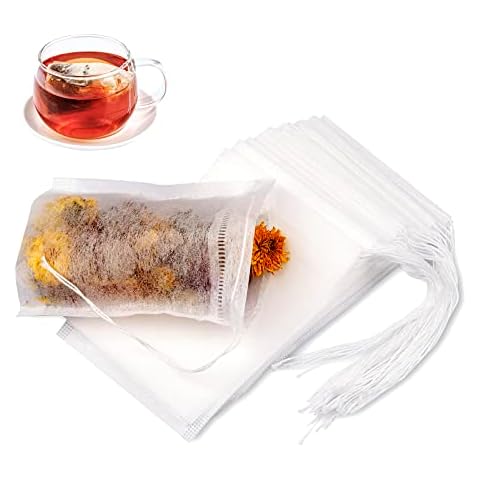 esLife Disposable Tea Filter Bags, 200 Ct. (2 x 100), Safe and Natural Material (PLA Corn Fiber), High Temperature Resistance, Tea Filter Bags for Loose Leaf Tea, Coffee, Spice, etc. L 3.5" x W 2.8" Cover