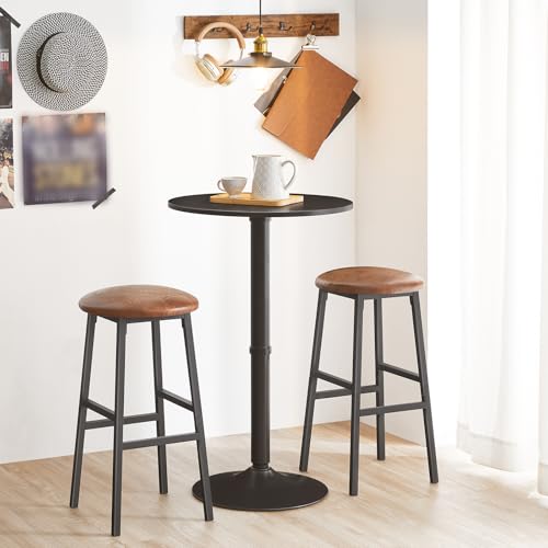HOOBRO Round Bar Table, 89 cm Tall Bar Height Table, Cocktail Table with Base, Stable Counter Table with Non-Slip Base, Bar Height Table for Living Room, Kitchen, Cafe, Black BB57BT01 by HOOBRO - Image 6