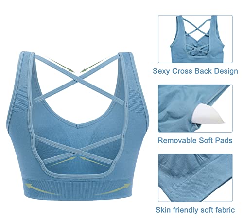 Image of Double Couple Sports Bras for Women Adjustable Medium Impact Racerback Padded Sports Bra for Yoga Gym Fitness Workout