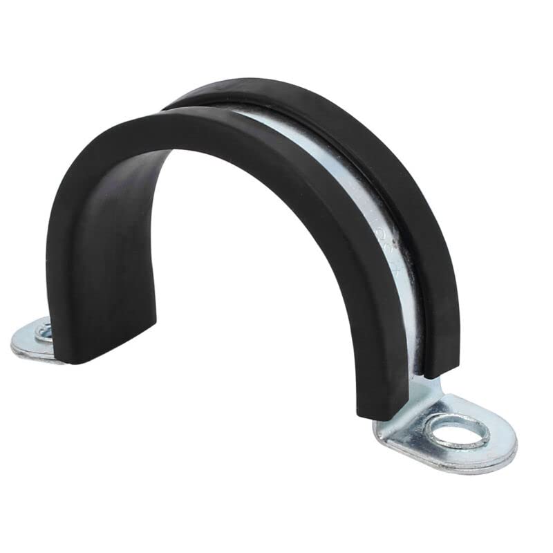 Tool parts M38 EPDM Rubber Lined U Shaped Pipe Tube Strap Clamps Clips Fasteners 2pcs