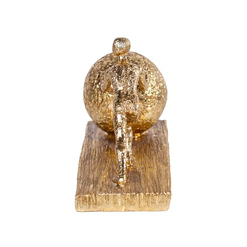 Estatua de Hombre con Esfera de Hierro Decorativa Dorada miniatura 7