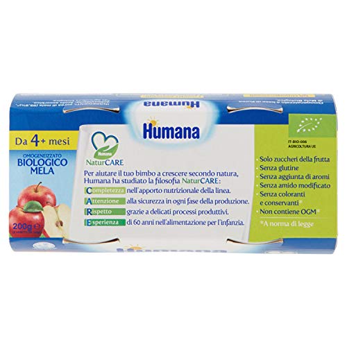 Humana Purea Omogeneizzato, Mela, 2 x 100g