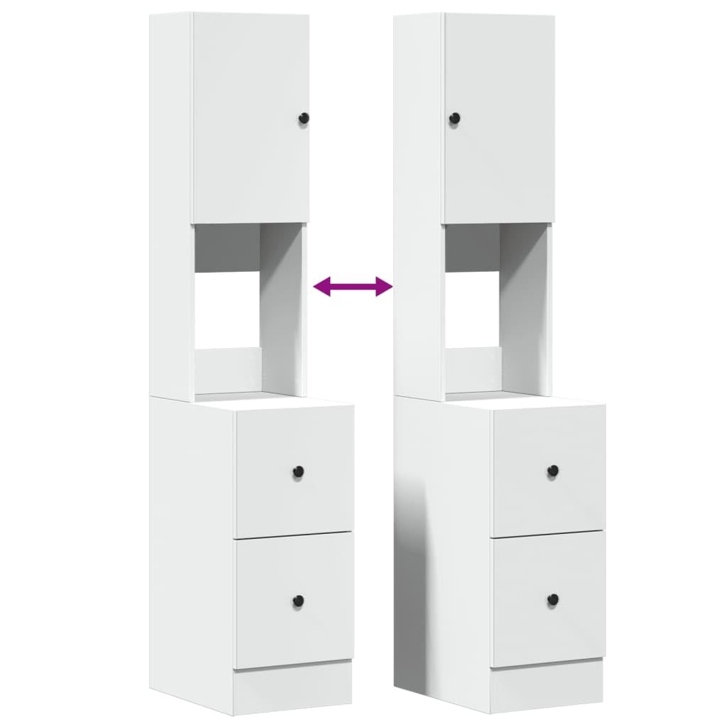 vidaXL Armoire de Cuisine Blanc 35x50x180 cm Bois d'ingénierie, Placard de Cuisine, unité de cuisinette, Armoire de Rangement avec tiroir